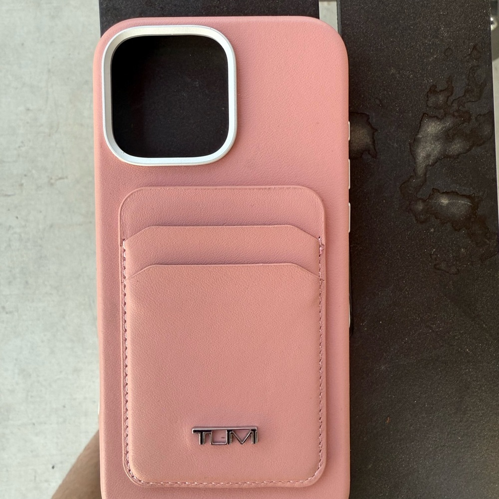 Tumi Pink Leather Phone Case with Card Holder
